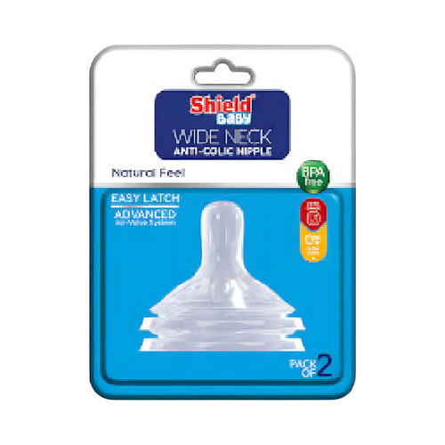 SHIELD WIDE NECK ANTICOLIC NIPPLE 6+ MONTHS Fast FLOW 2PCS