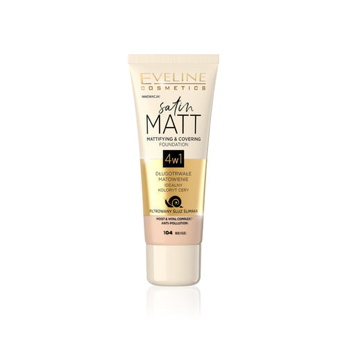 EVELINE SATIN MATT MATTIFYING & COVERING FOUNDATION 104 BEIG