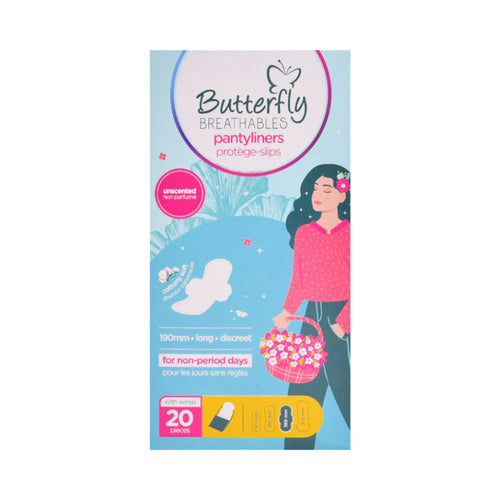 BUTTERFLY PANTYLINERS WITH WINGS 20PCS