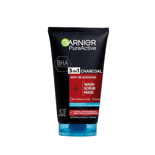 GARNIER PURE ACTIVE ANTI BLACKHEAD CHARCOAL 3 IN 1 150 ML PC