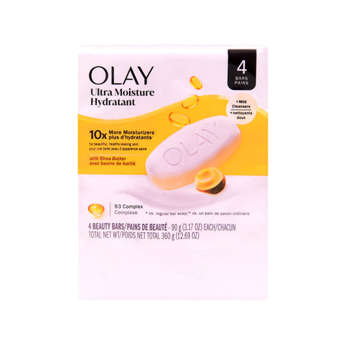 OLAY SOAP BARS ULTRA MOISTURE HYDRANT 10X 4PC PACK 4X90 GM