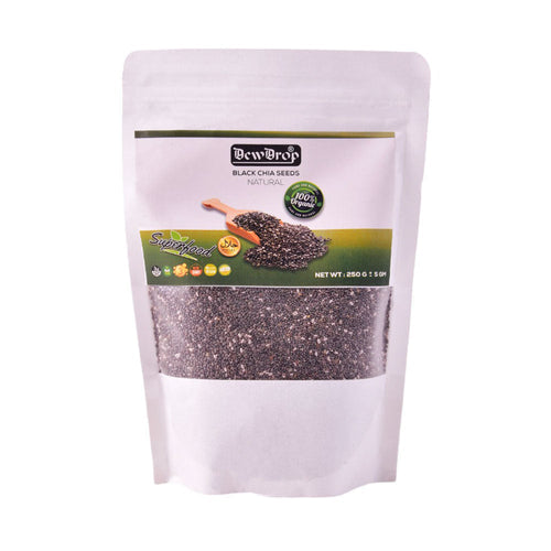 DEW DROP CHIA SEEDS BLACK PURE AND NATURAL 250 GM