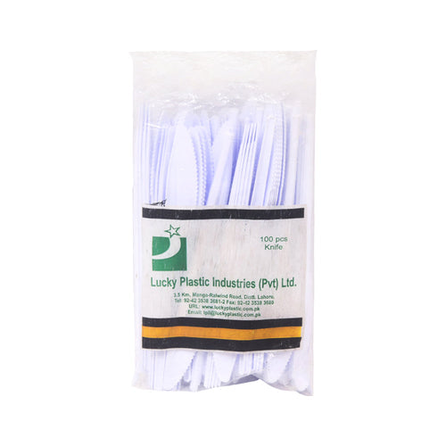 LUCKY PLASTIC DISPOSABLE KNIFE LARGE 100PC PACK