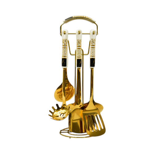 KITCHEN TOOL SET 7PC MARBLE WHITE GOLD AE