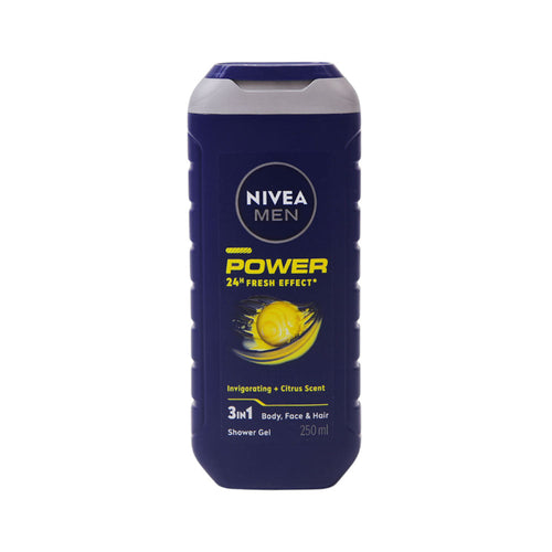NIVEA MEN SHOWER GEL POWER 3 IN 1 INVIGORATING CITRUS 250 ML