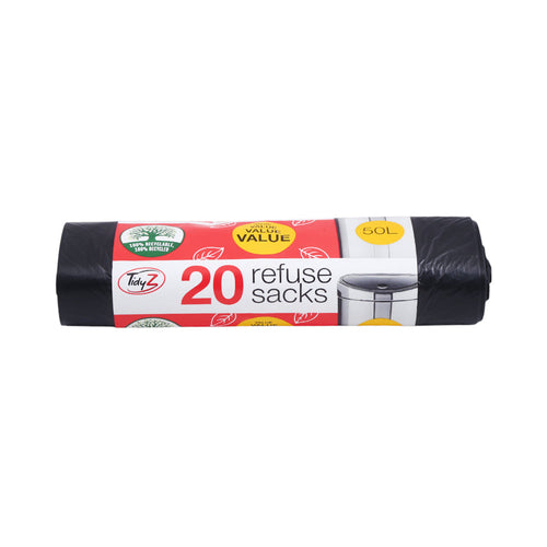 TIDYZ GARBAGE BAG 20 REFUSE SACKS 50L B0234