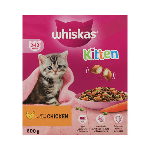 WHISKAS CAT FOOD CHICKEN 2-12 MONTH 800 GM