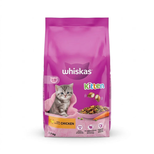 WHISKAS KITTEN FOOD CHICKEN 2-12 MONTHS 1.9 KG