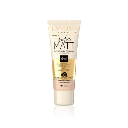 EVELINE SATIN MATT MATTIFYING & COVERING FOUNDATION 101 IVOR