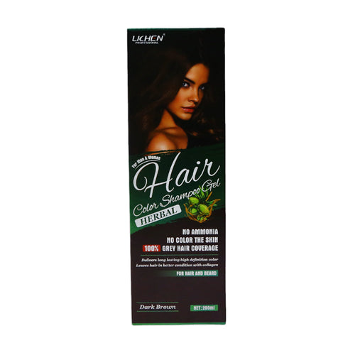 LICHEN HAIR COLOR SHAMPOO GEL DARK BROWN 200ML