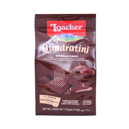 LOACKER QUADRATINI WAFER DOUBLE CHOCOLATE 125 GM