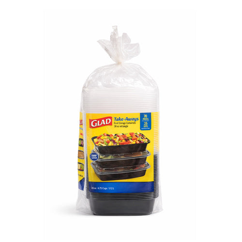 GLAD FOOD CONTAINER WITH COVER RECTANGULAR 35PC 1895187