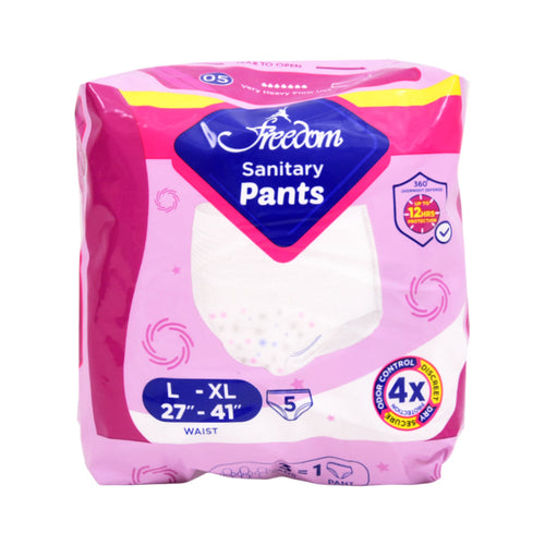 FREEDOM SANITARY PANTS L-XL 5 PCS   (WAIST SIZE INCH 27-41)