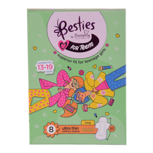 BUTTERFLY BESTIES TEENS ULTRA THIN SANITARY NAPKINS LONG 8 P