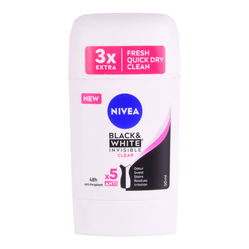 NIVEA DEODORANT ROLL ON STICK B&W INVISIBLE CLEAR 50ML