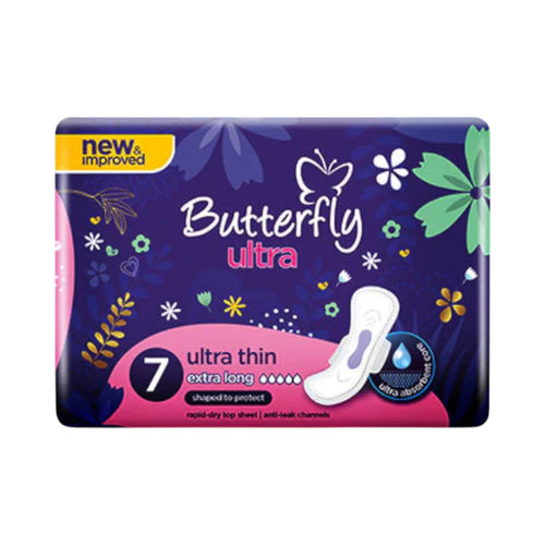 BUTTERFLY SANITARY NAPKINS ULTRA THIN EXTRA LONG 7 PCS