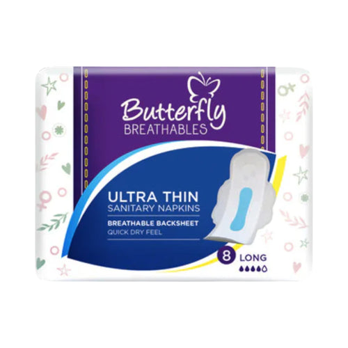 BUTTERFLY ULTRA THIN SANITARY NAPKINS LARGE 8 PCS