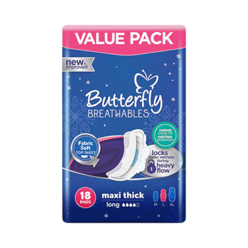 BUTTERFLY MAXI THICK SANITARY NAPKINS LARGE 18 PCS