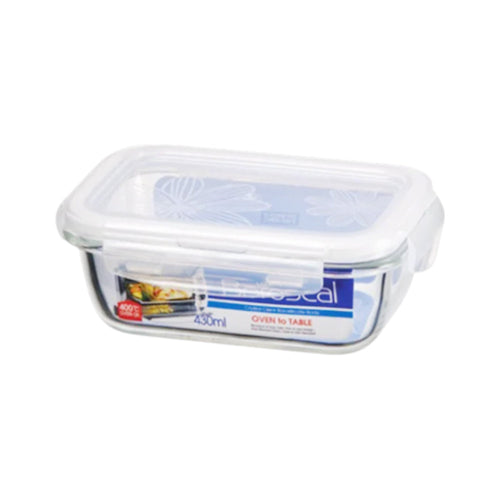 LOCK & LOCK HEAT RESISTANT GLASS CONTAINER CLEAR RECTANGULAR
