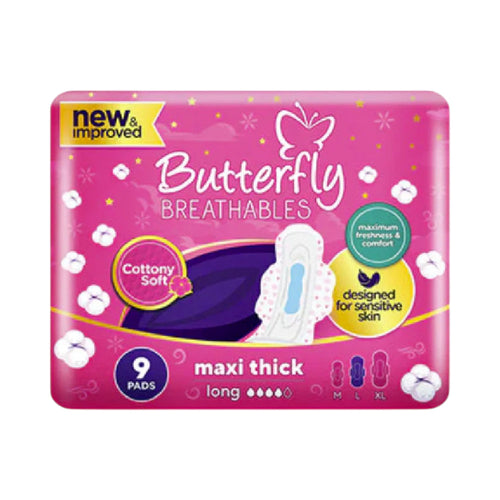 BUTTERFLY MAXI THICK COTTONY TO SHEET LONG 9 PADS