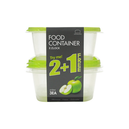 LOCK AND LOCK EZ LOCK RECT CONTAINER 3 PC HLE 170OS 610 ML