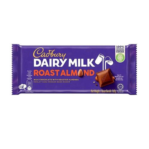 CADBURY DAIRY MILK CHOCOLATE ROAST ALMOND 130 GM