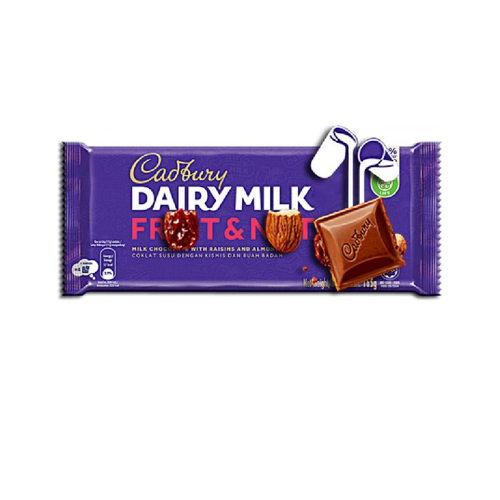 CADBURY DAIRY MILK CHOCOLATE FRUIT AND NUT 130 GM